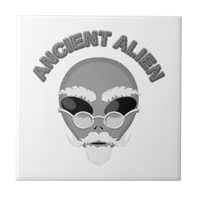 Ancient Alien Head Newsprint Tile (Front)