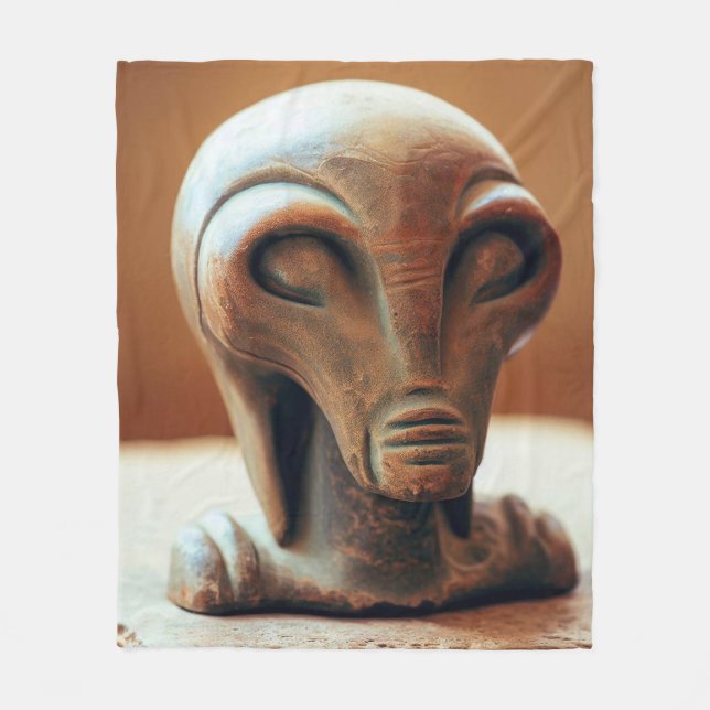 Ancient Alien Statue Fleece Blanket (Front)
