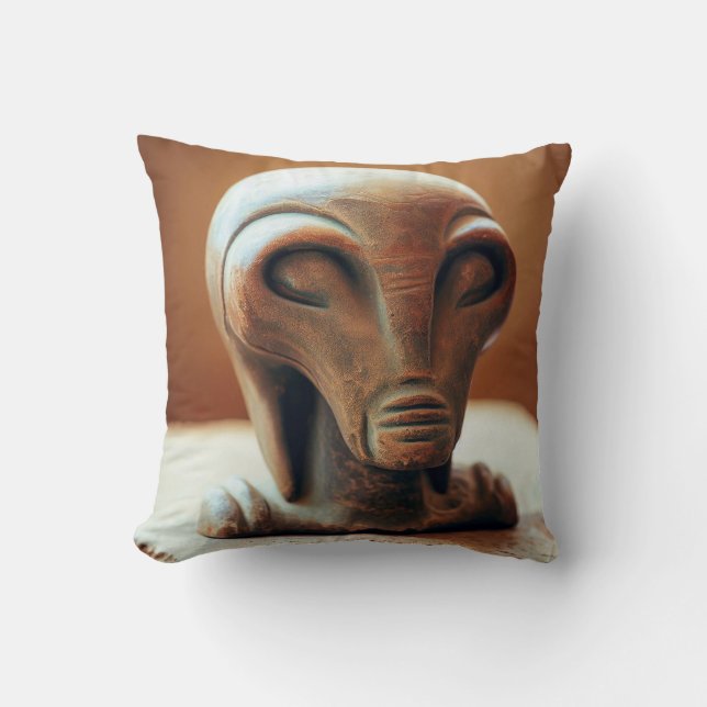 Ancient Alien Statue Throw Pillow (Front)