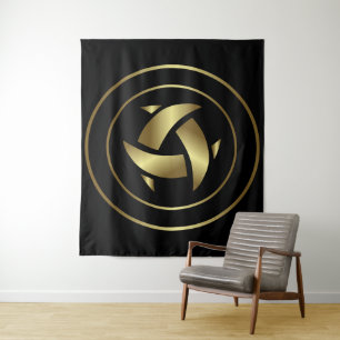 Ancient Alien Symbols Gold Crop Circle Tapestry