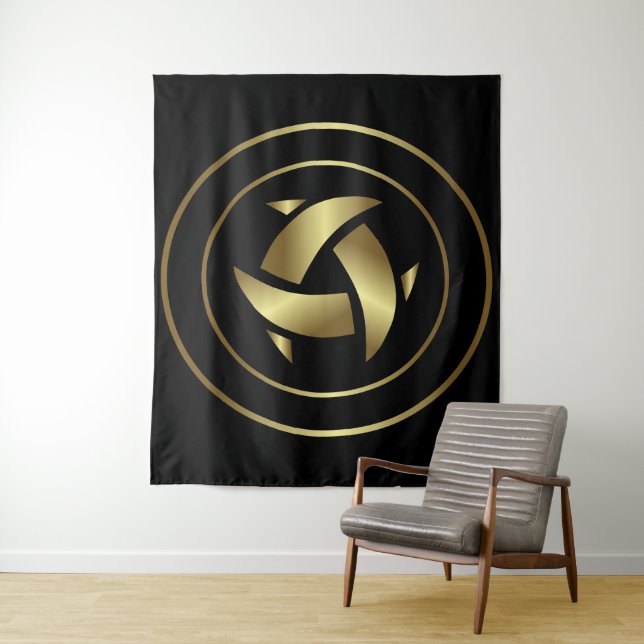 Ancient Alien Symbols Gold Crop Circle Tapestry (In Situ)