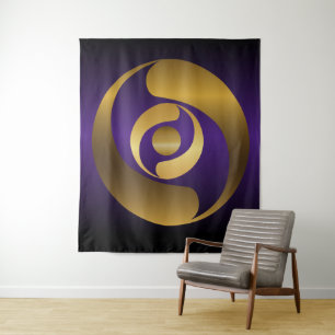 Ancient Alien Symbols Gold Crop Circle Tapestry
