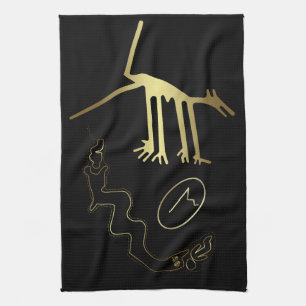 Ancient aliens or tribal art kitchen towel