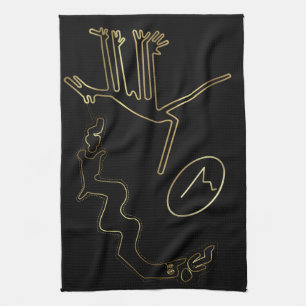 Ancient aliens or tribal art kitchen towel