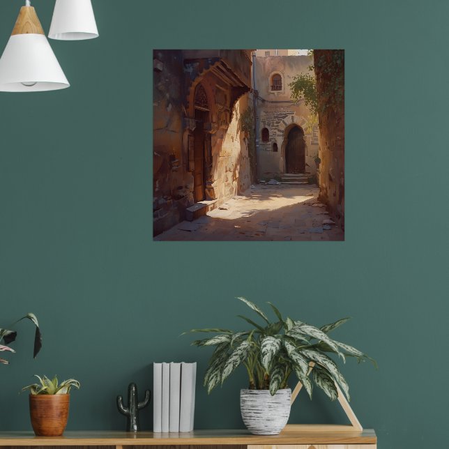 Ancient Alleyway – Sunlit Old World Passage Print (Living Room 1)