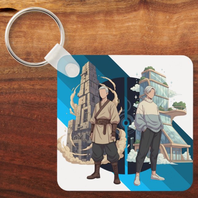 Ancient and Modern Architecture Contrast Art Keychain (Front)