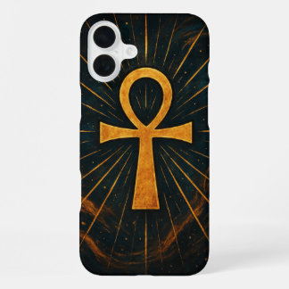 Ancient Ankh Sacred Mystique Gold Radiance iPhone 16 Plus Case