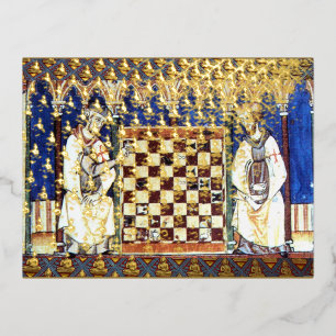 Ancient Art of Chess Knight's Templar Historical Foil Holiday Postcard