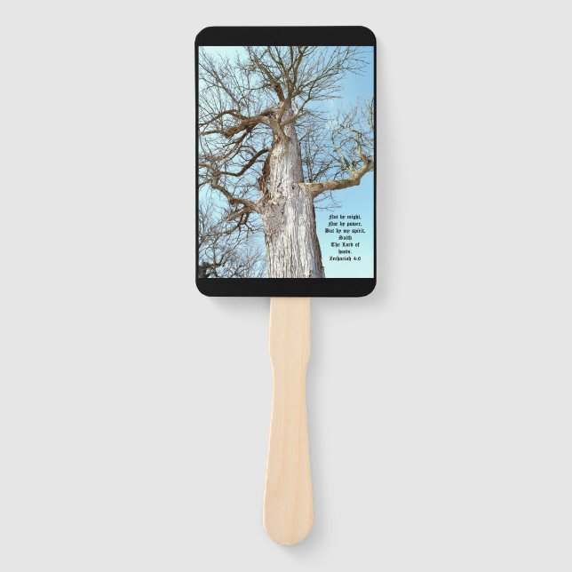 Ancient Ash Zechariah 4:6  Hand Fan (Front)