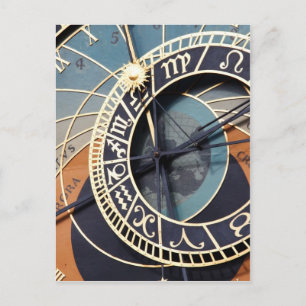 Ancient Astrology Timepiece Czech Clock. Postcard