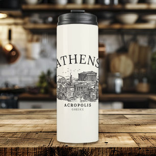 Ancient Athens Acropolis Retro View Thermal Tumbler