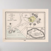 Ancient Athens Greece Vintage Map (1901)