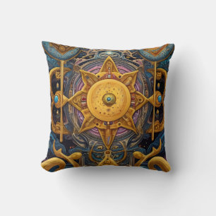 Ancient Aztec & Celtic Abstract mixed symbols Throw Pillow