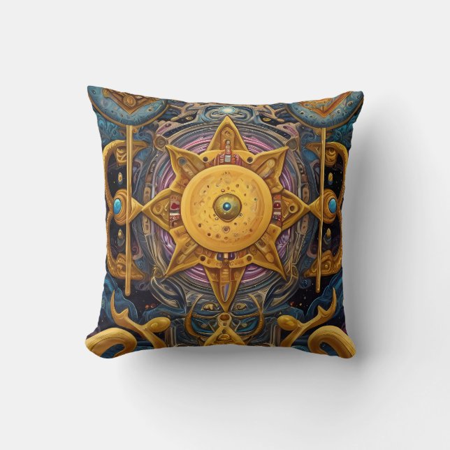 Ancient Aztec & Celtic Abstract mixed symbols  Throw Pillow (Front)