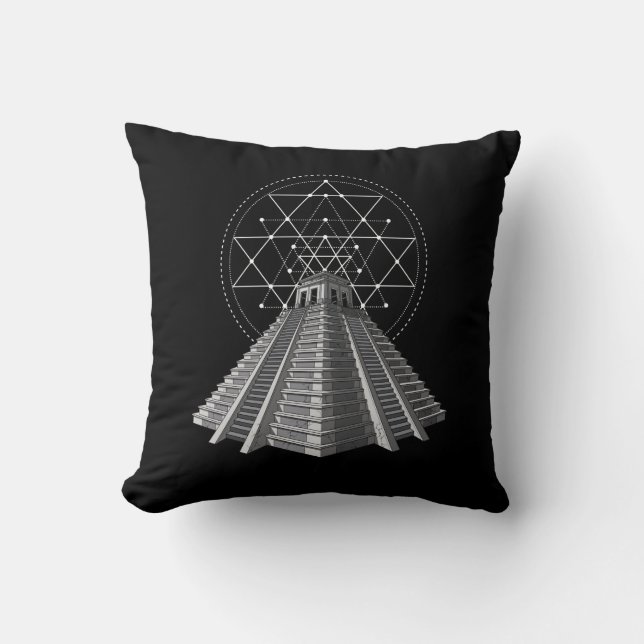 Ancient Aztec Pyramid Throw Pillow (Front)