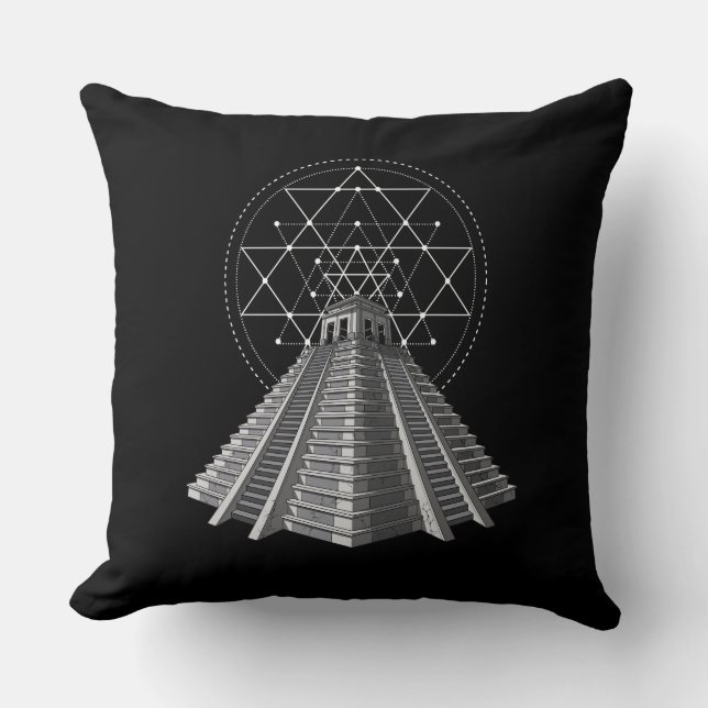 Ancient Aztec Pyramid Throw Pillow (Front)