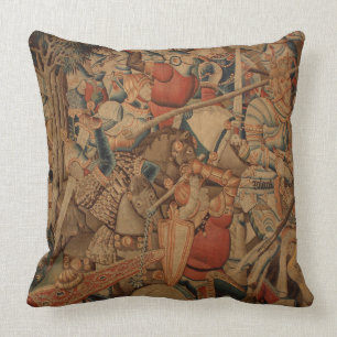 Ancient Battle Tapestry Throw Pillow
