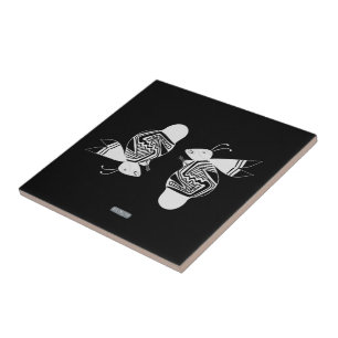 Ancient bees ink painting tile