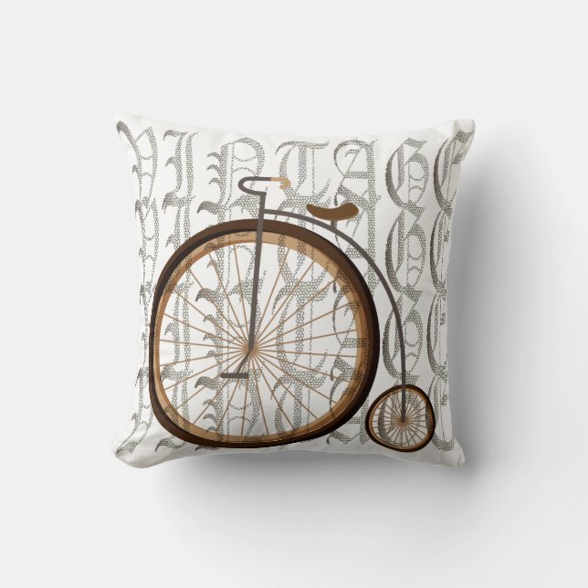 Ancient bicycle throw pillow (Front)