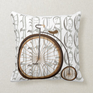Ancient bicycle throw pillow