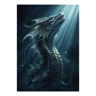 Ancient Bioluminescent Sea Dragon - Mythical Deep  Photo Print