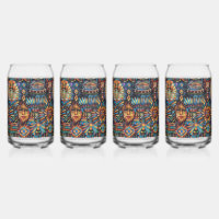 Ancient Blue "Pre-Columbian Tapestry" Can Glass Se