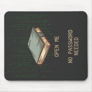 Ancient Book With Binary Code Quote for Tech Geek Mouse Pad