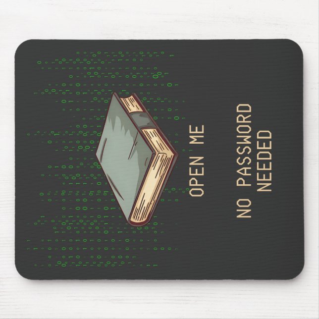 Ancient Book With Binary Code Quote for Tech Geek Mouse Pad (Front)
