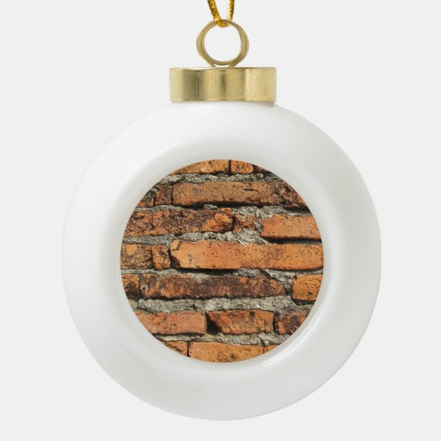 Ancient Brick Wall Ceramic Ball Christmas Ornament (Front)