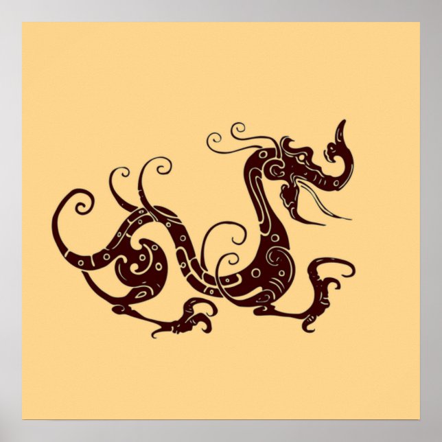 Ancient brown mystical dragon poster (Front)