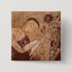 Ancient Buddhist Painting 2 Inch Square Button
