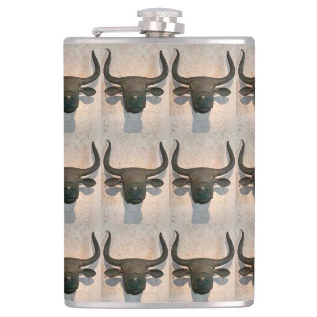 Ancient Bull Hip Flask (Front)