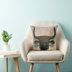 Ancient Bull Throw Pillow