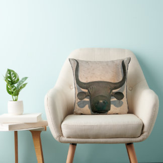 Ancient Bull Throw Pillow
