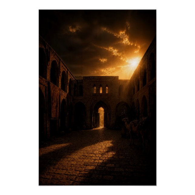 Ancient Caravanserai Sunset Poster (Front)