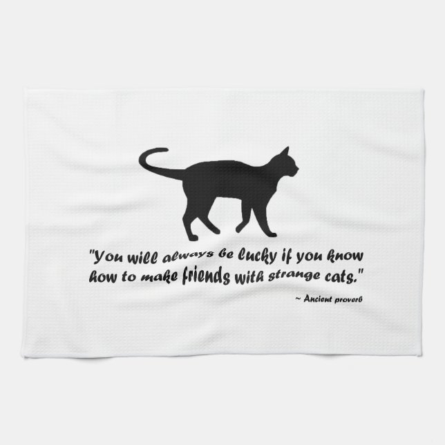 Ancient Cat Proverb Kitchen Towel (Horizontal)