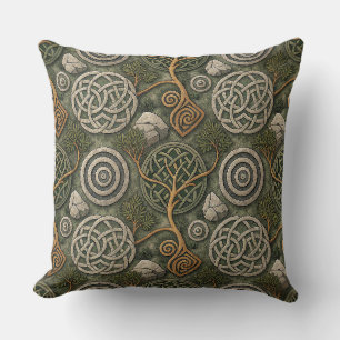 Ancient Celtic Knot & Stone Scottish Pattern Art Throw Pillow