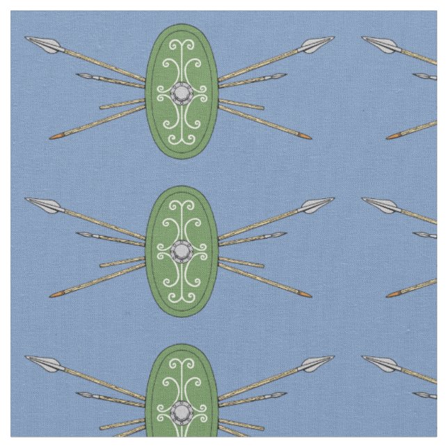 Ancient Celtic Shield and Spears Fabric (Close Up)