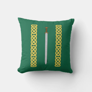 Ancient Celtic Sword and Knotwork Throw Pillow