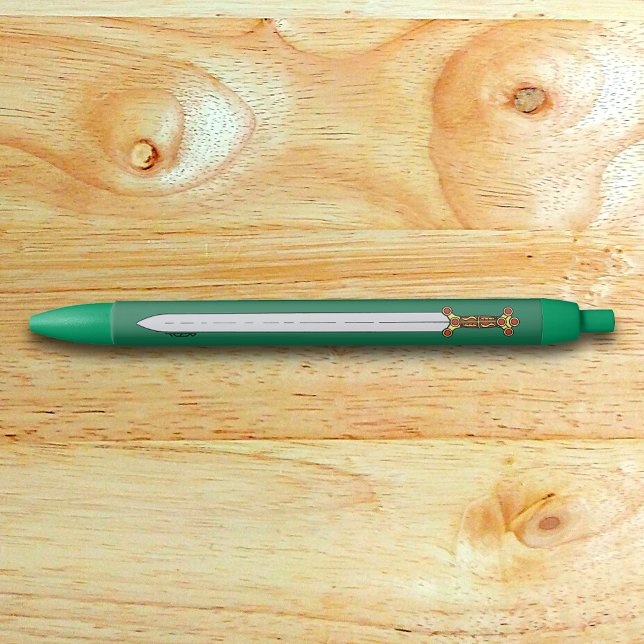 Ancient Celtic Sword Black Ink Pen (Ancient Celtic Sword Pen on Desk)