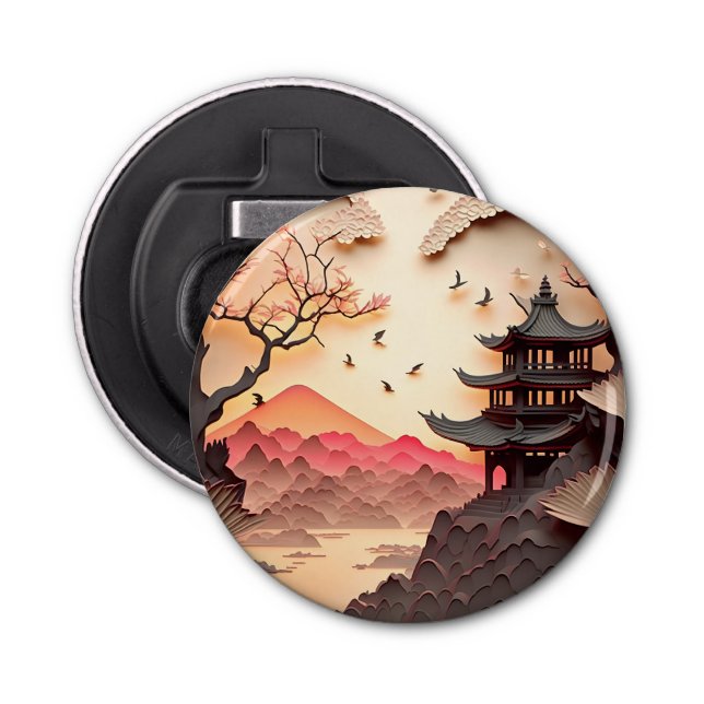 Ancient Chinese Scene Paper Cut Bottle Opener (Front)