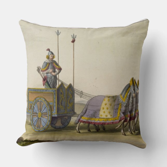 Ancient Chinese War Chariot, from 'Le Costume Anci Throw Pillow (Front)