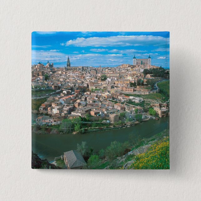Ancient city of Toledo, Spain. 2 Inch Square Button (Front)