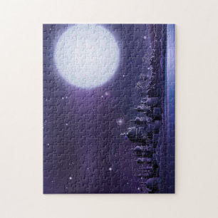 Ancient City Under a Full Moon Jigsaw Puzzle