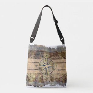 Ancient Compass Map Crossbody Bag