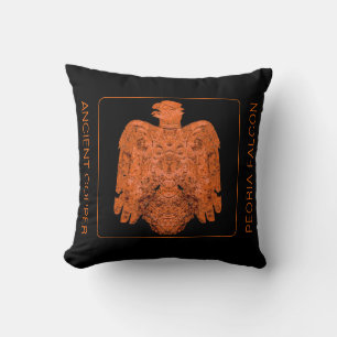 Ancient Copper Peoria Falcon Restored Mug Throw Pillow