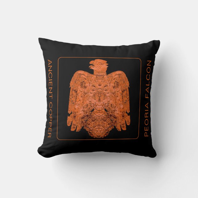 Ancient Copper Peoria Falcon Restored Mug Throw Pillow (Front)