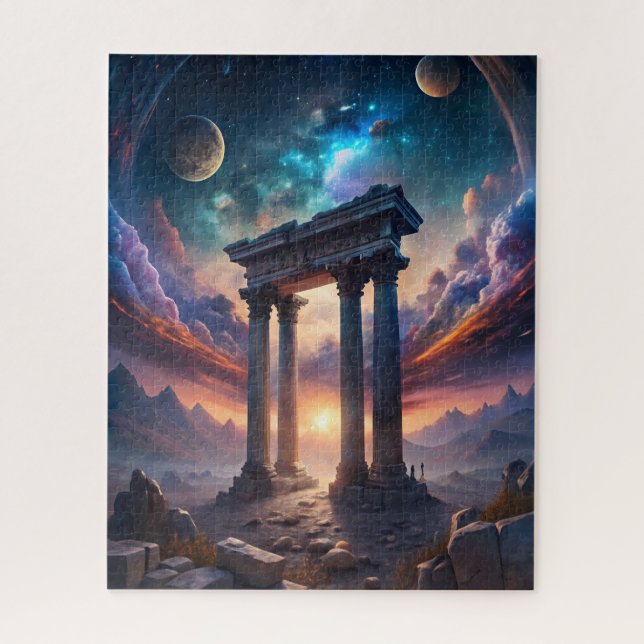 Ancient Cosmic Temple – Fantasy Galaxy Ruins  Jigsaw Puzzle (Vertical)