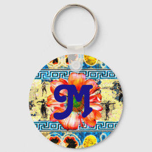 Ancient Dancewith daisy and monogram Keychain