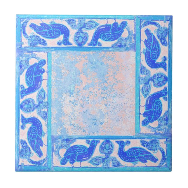 Ancient Designs In Sky Blue First Of Four Tile (Front)